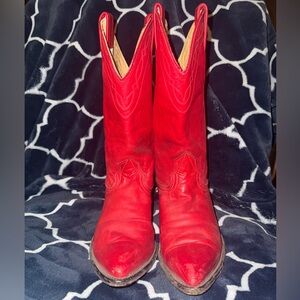 Nocona Boots - Red and Cream Cowboy Boots 6B